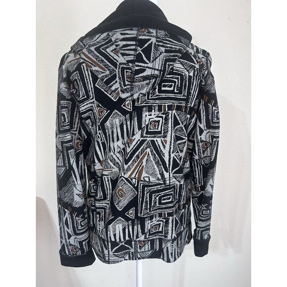 Zenergy Chicos Jacket Womens Size 0 Hooded Black Gray Geometric Full Zip Pockets - Picture 3 of 6